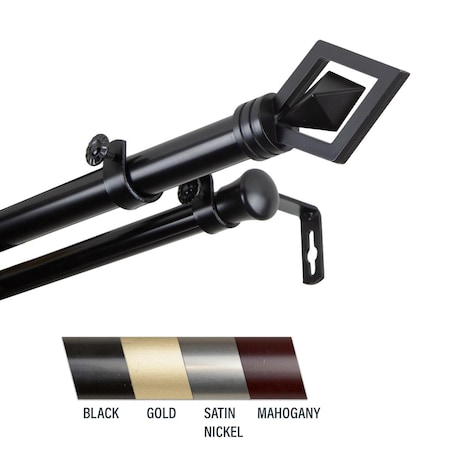 Central Design Lance 1 in. Double Curtain Rod; 48-84 in. - Black 100-69-482-D